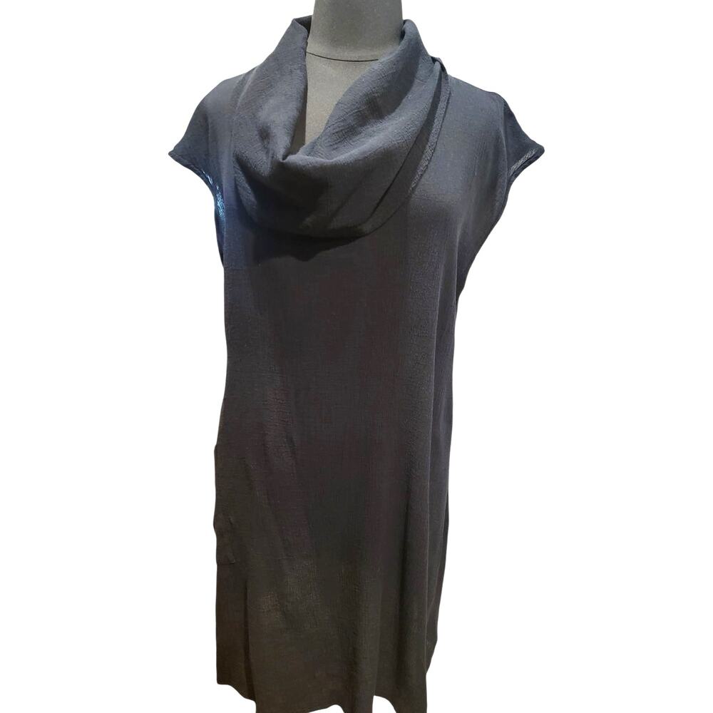 Bryn Walker Nolan Tunic Large Cowl Neck Cotton Gauze‎ Top Black